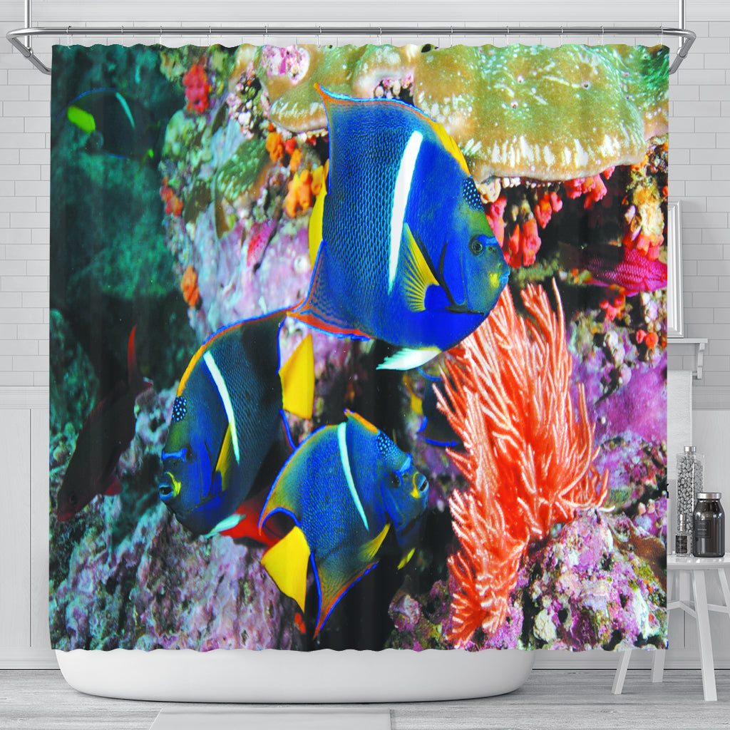 Blue Fish Shower Curtain - Modern Style