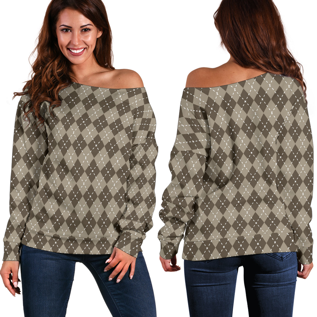 Chocolate Argyle Off Shoulder - Modern Style