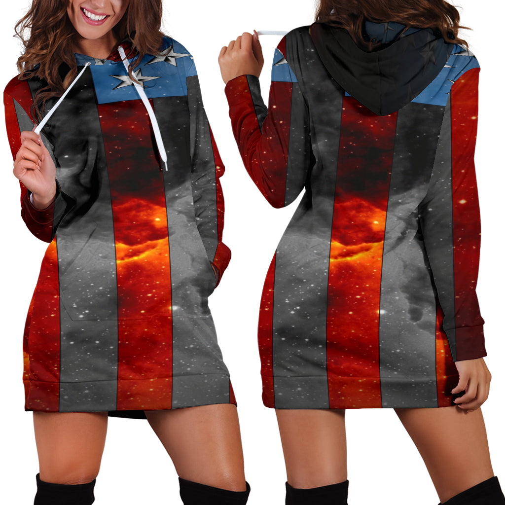 American Space Flag Hoodie Dress - Modern Style