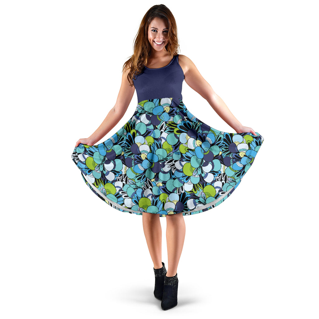 Funky Patterns in Blues 2Tone Dress