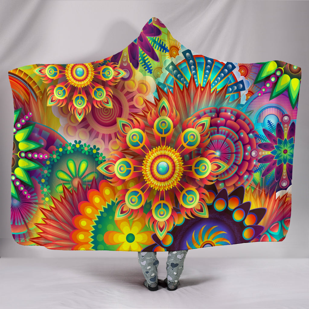 Abstract Floral Hooded Blanket - Modern Style