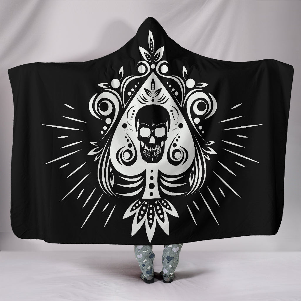 Skull Tattoo Design Black Hooded Blanket