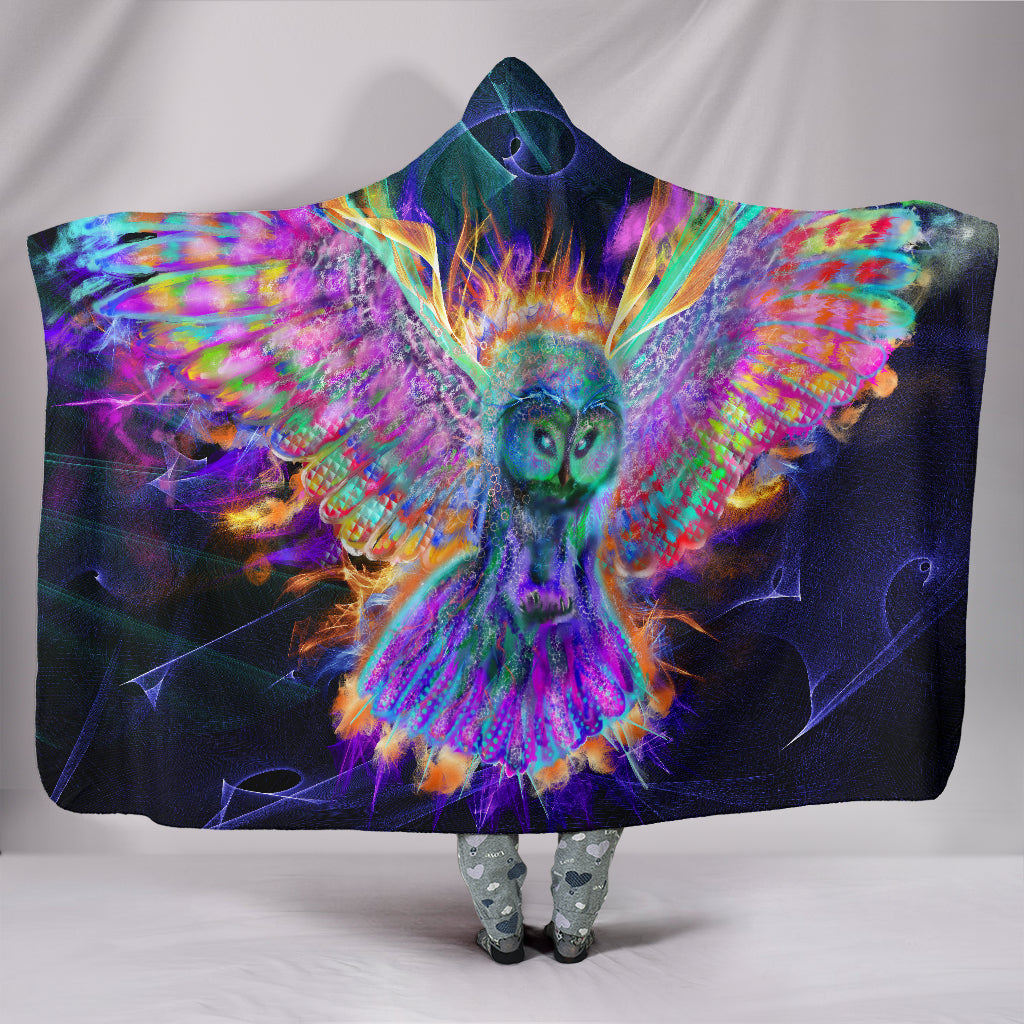 Electric Owl Hooded Blanket - Modern Style