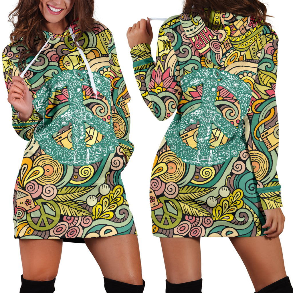 Hippie Peace Hoodie Dress