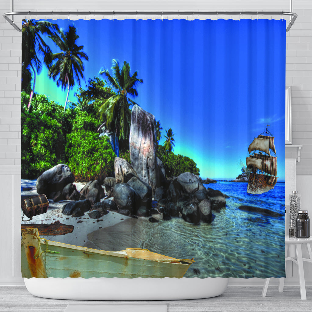Island And Ship Shower Curtain