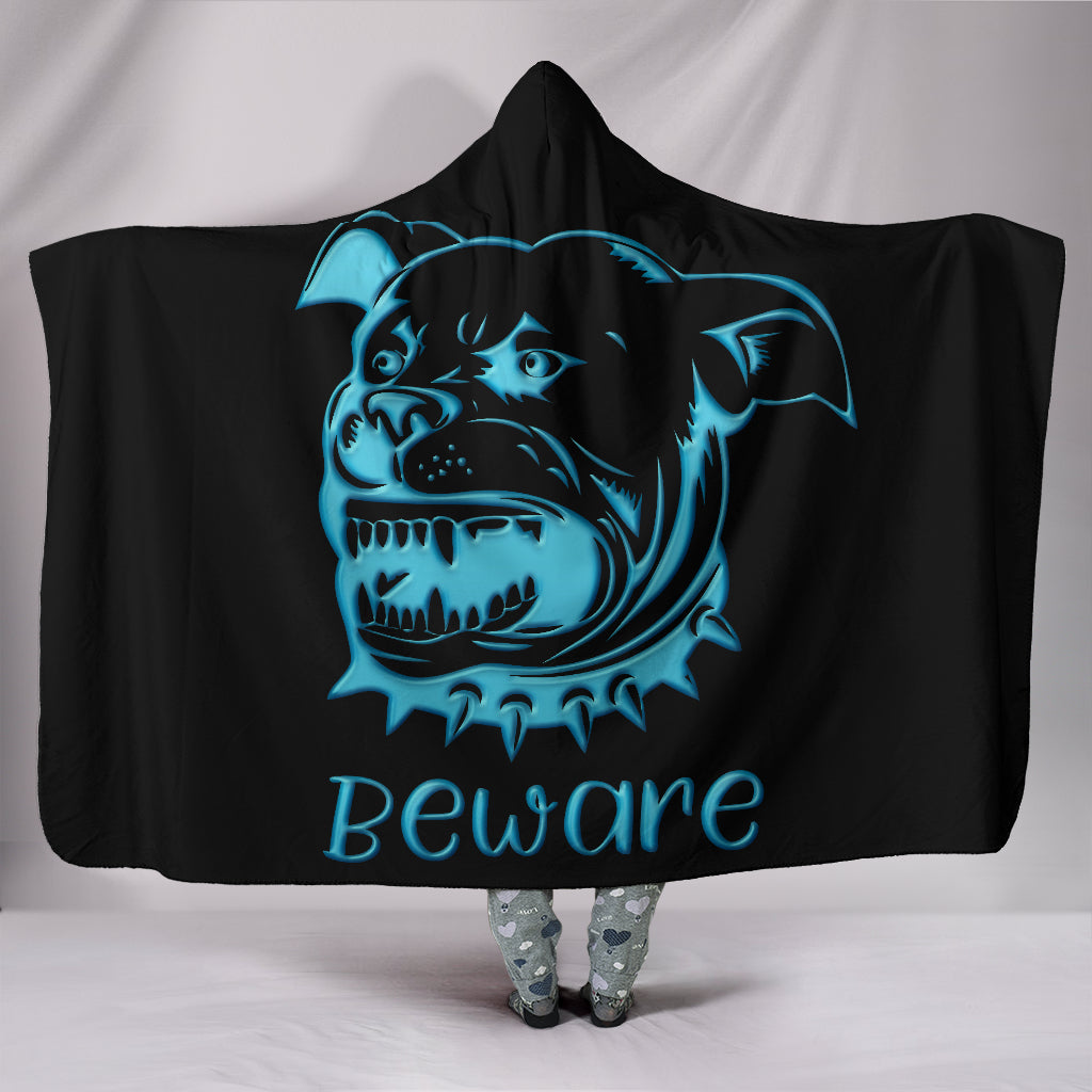 Beware of Pitbull Hooded Blanket - Modern Style