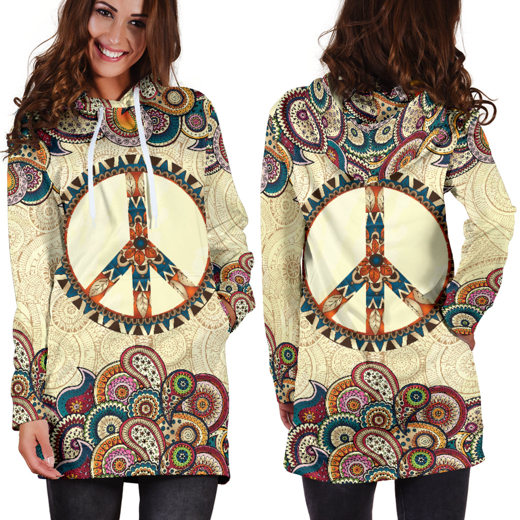 Peace and Mandala Hoodie Dress