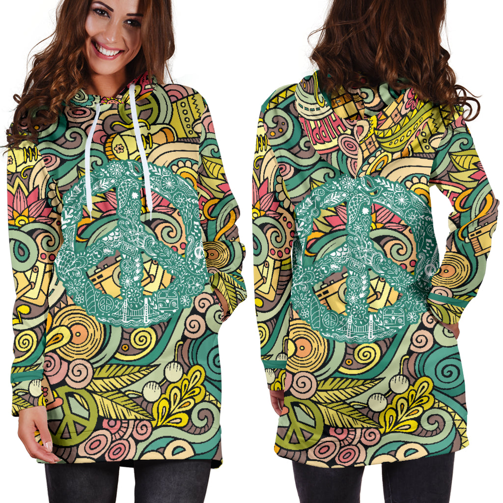 Hippie Peace Hoodie Dress