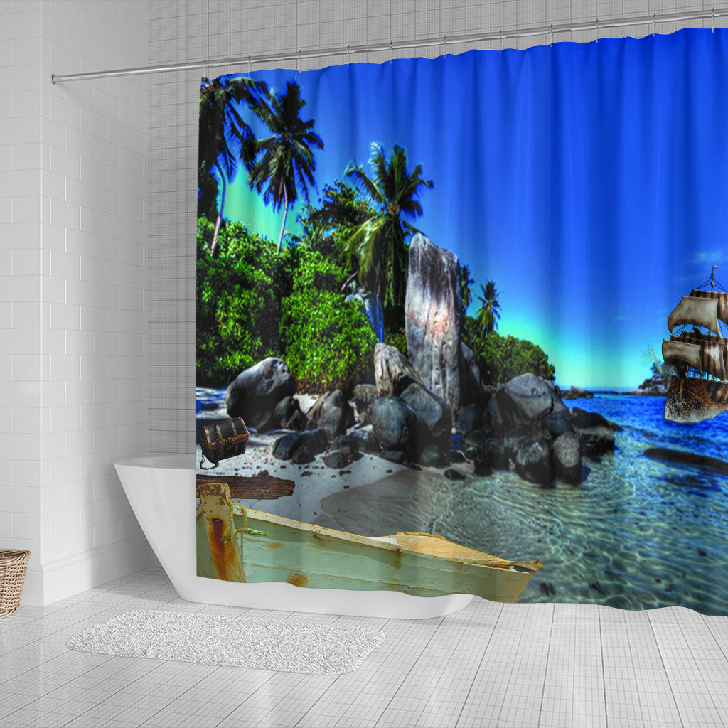 Island And Ship Shower Curtain