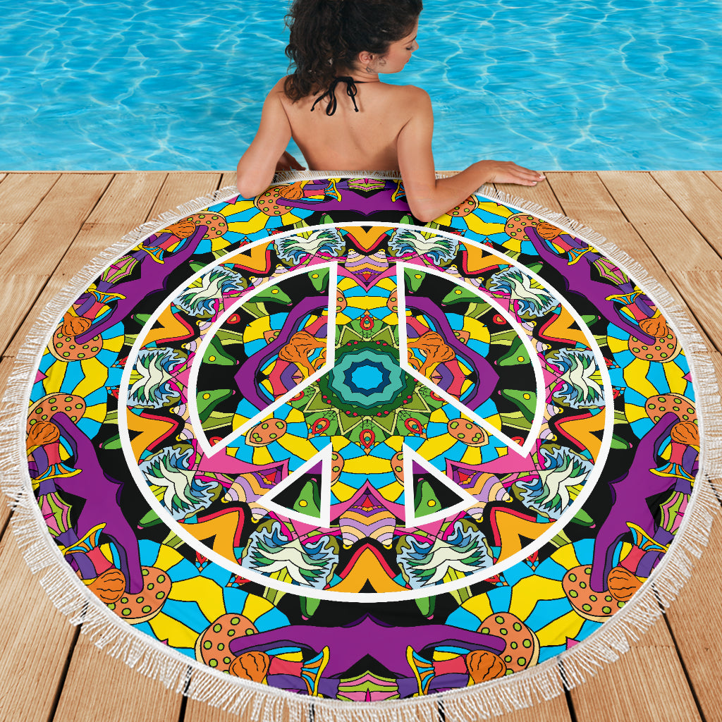 Hippie Peace Beach Blankets