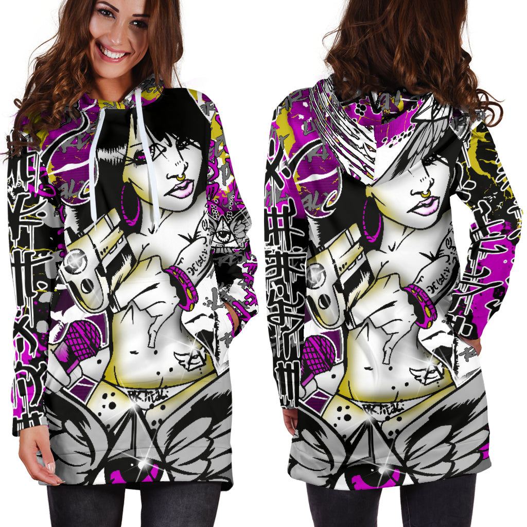 Artical Mic Check Hoodie Dress - Modern Style