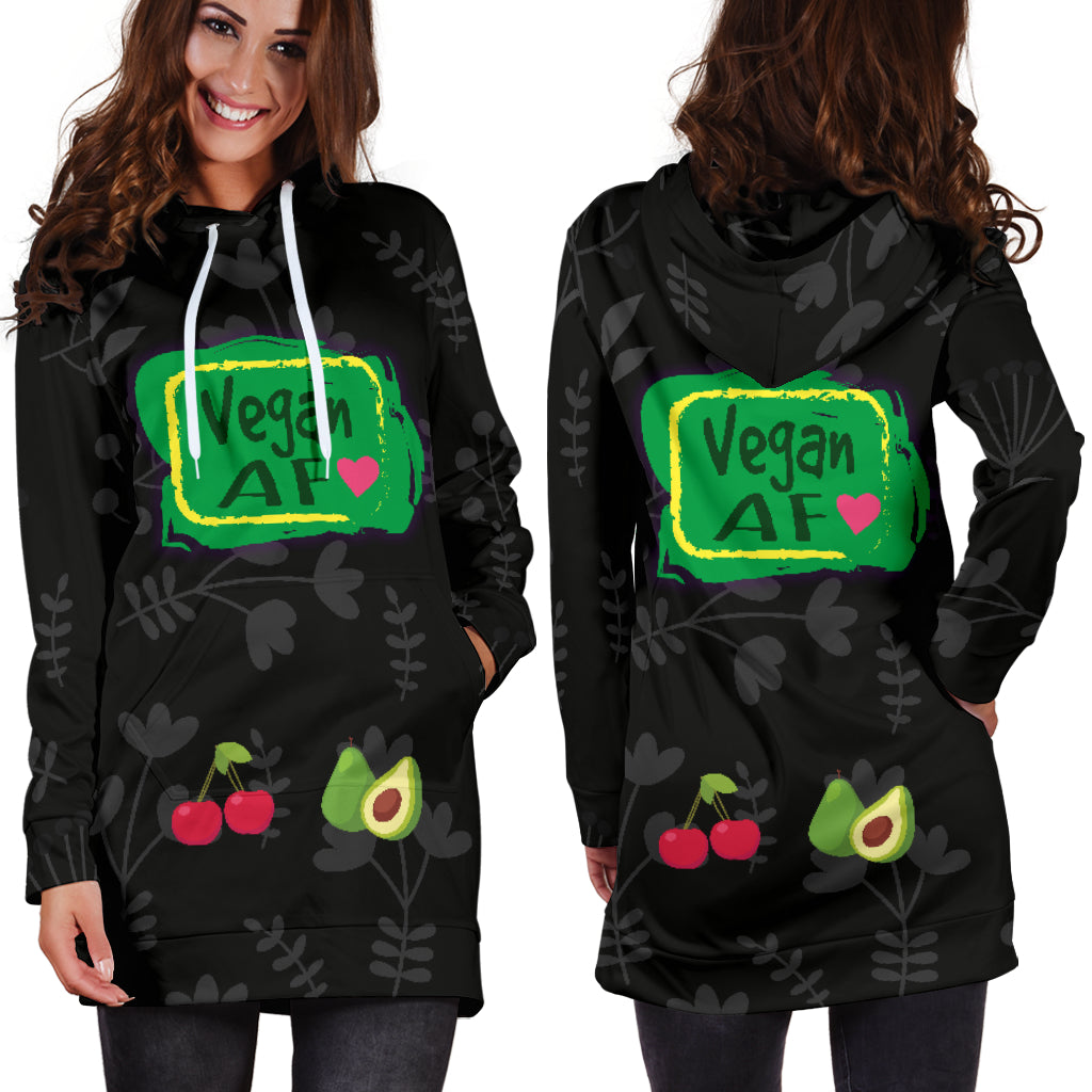Vegan AF For Healthy Vegans Hoodie Dress 
