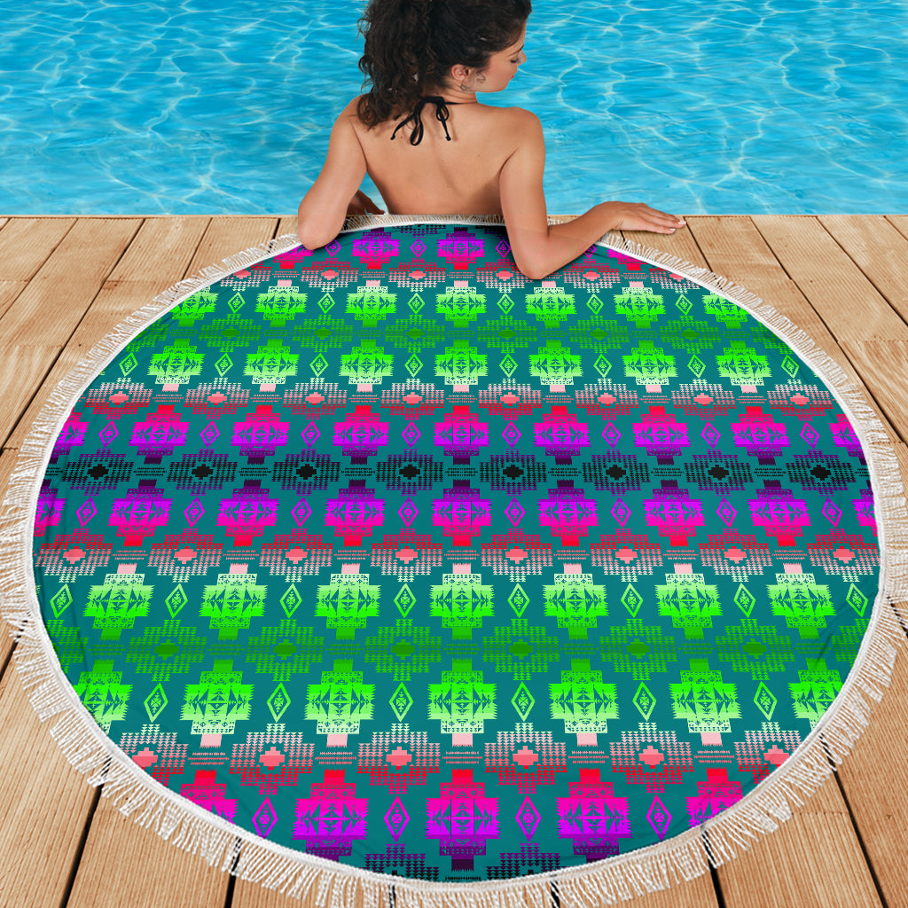 Blue Green Shades Beach Blanket - Modern Style