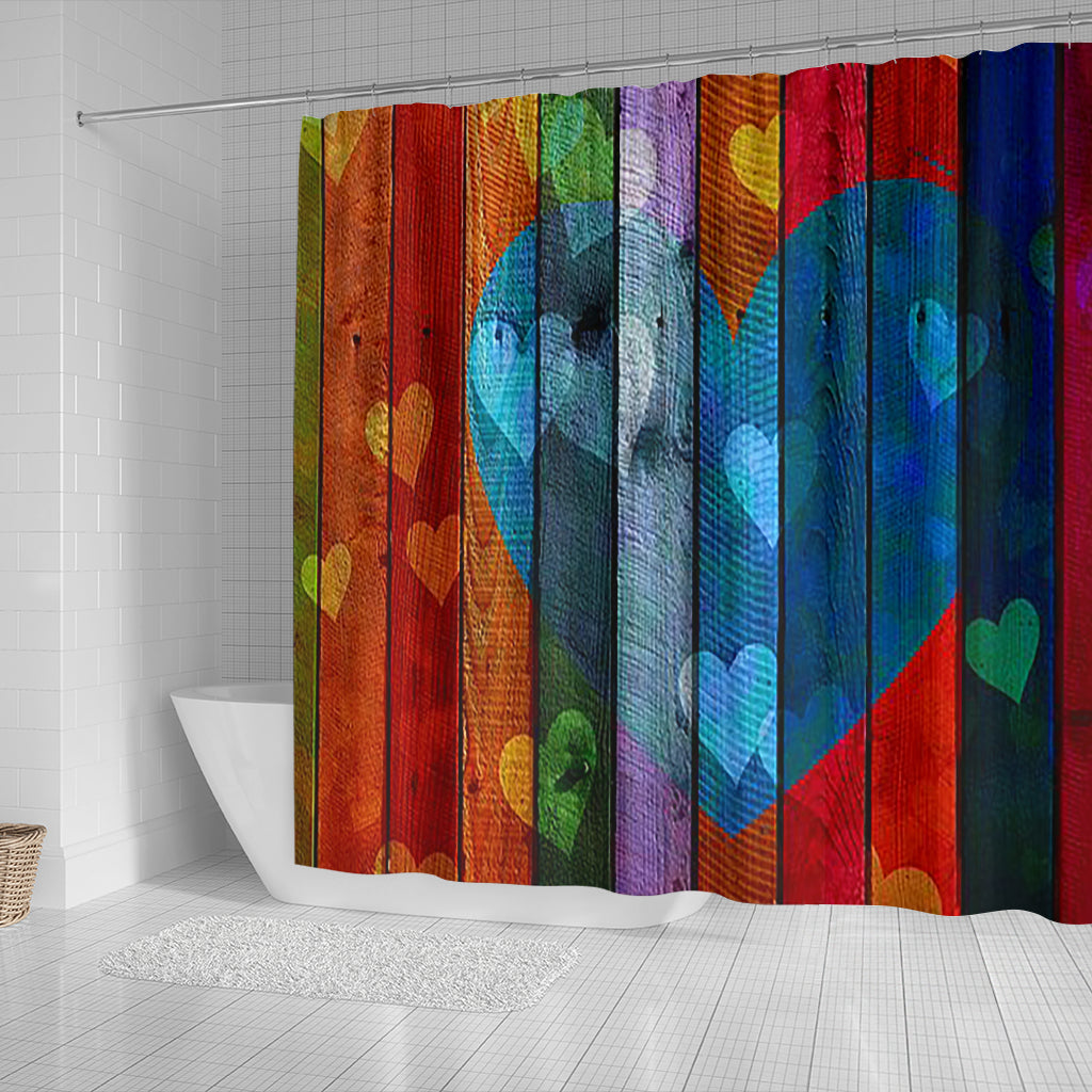 Wooden Hearts Shower Curtain
