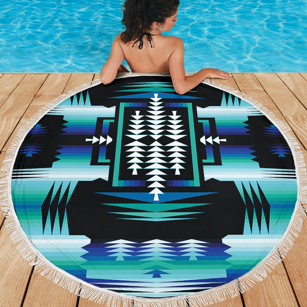 Rainy Skies Sage Centered Beach Blanket