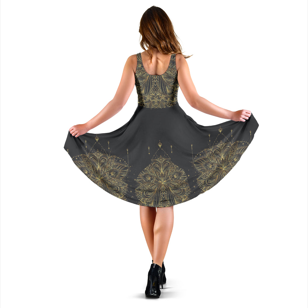 Golden Lotus Mandala 3 Dress
