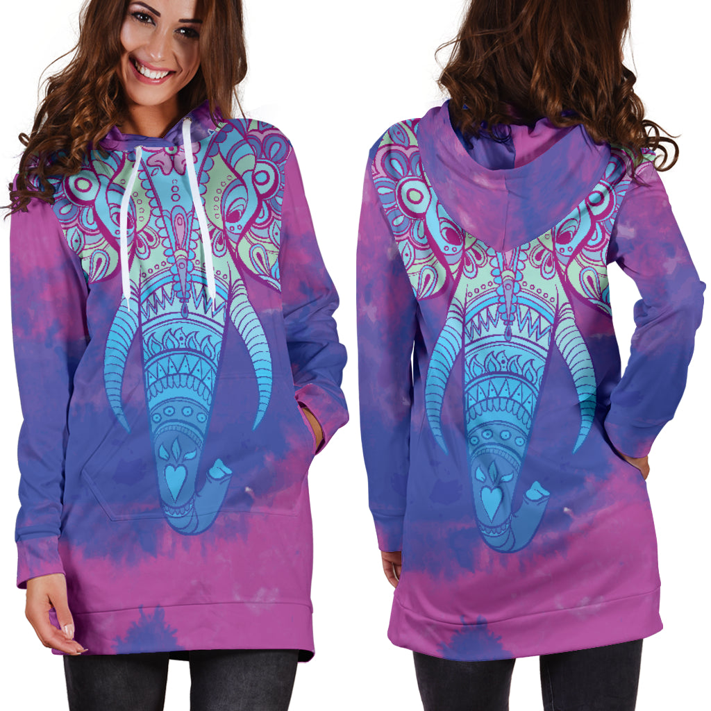 Colorful Elephant Hoodie Dress - Modern Style