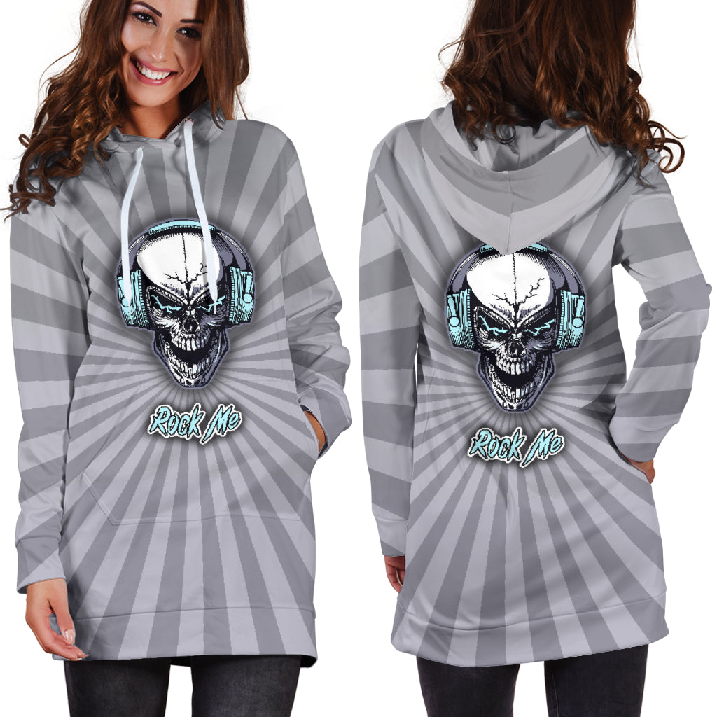 Rock Me Hoodie Dress For Skull Lovers and Music Freaks Hoodie Dress