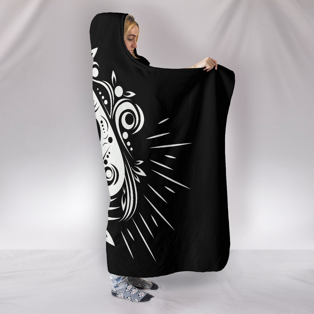 Skull Tattoo Design Black Hooded Blanket