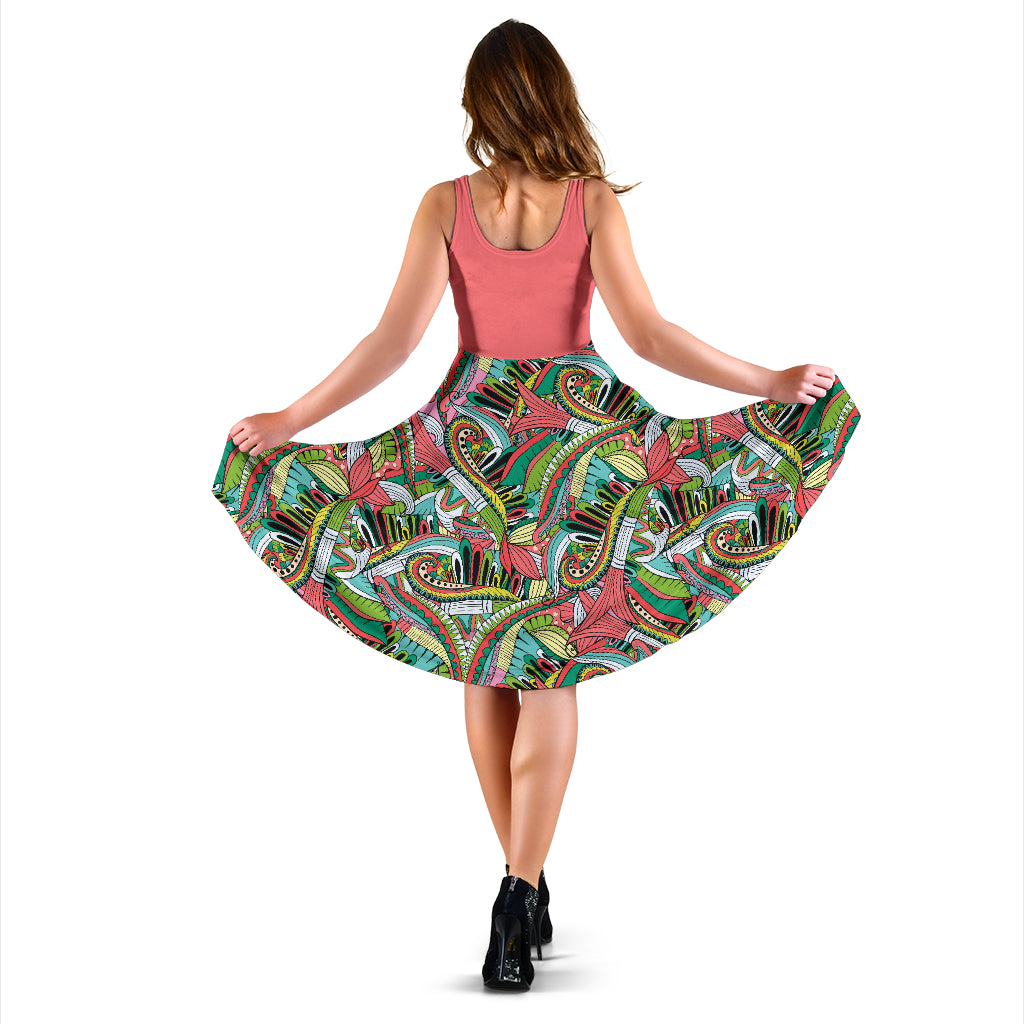 Funky Patterns in Greens 2 Tone Dress
