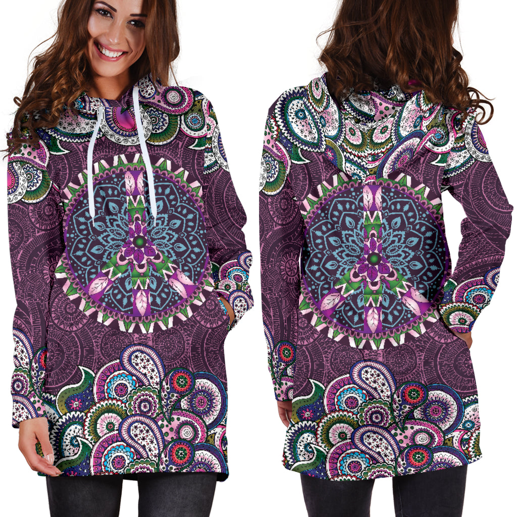 Purple Peace Mandala Hoodie Dress