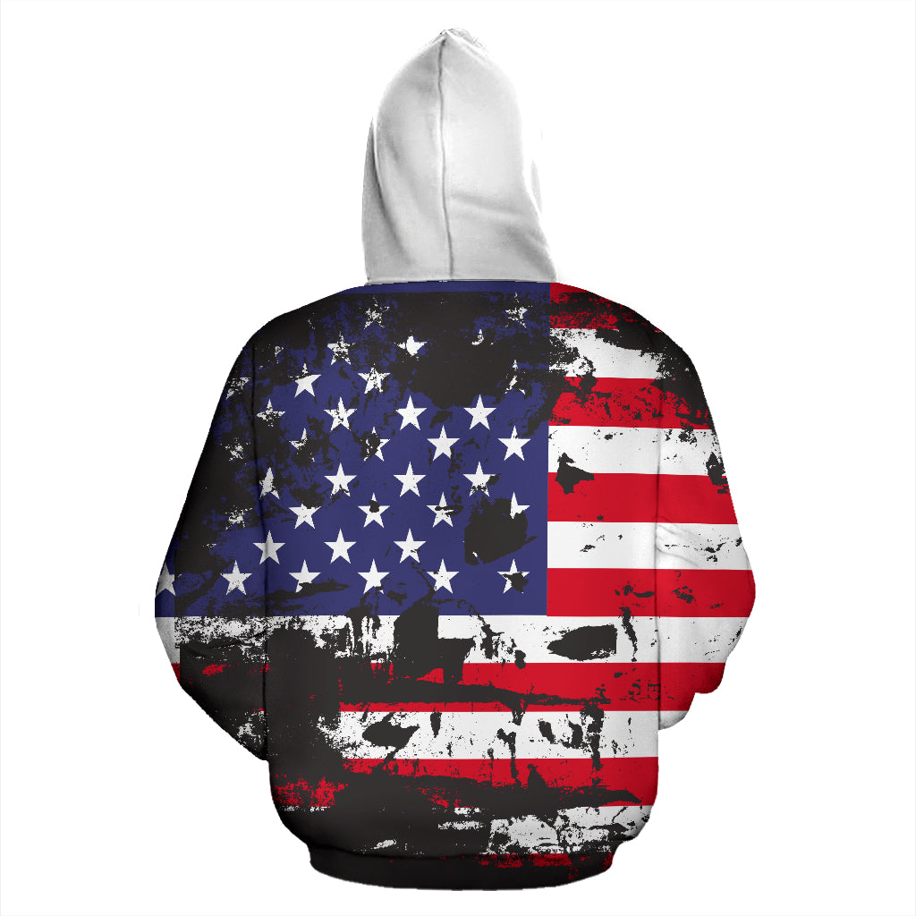 American Flag and Tags Zip-Up Hoodie - Modern Style