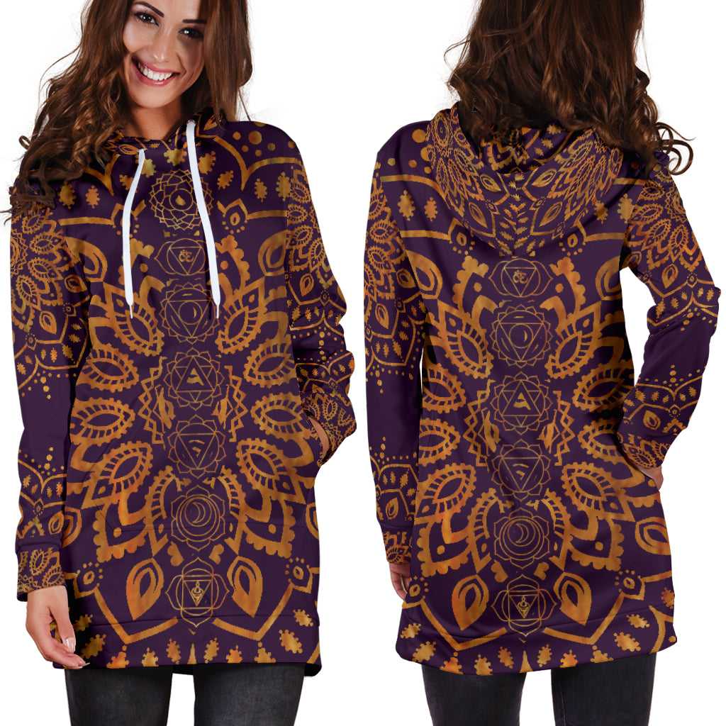 Gold Chakra Mandala Hoodie Dress