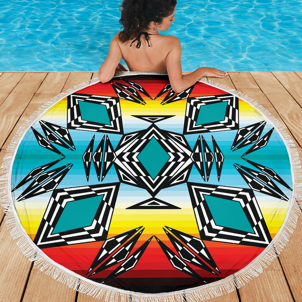 Fire and Turquoise Gradient II Beach Blanket