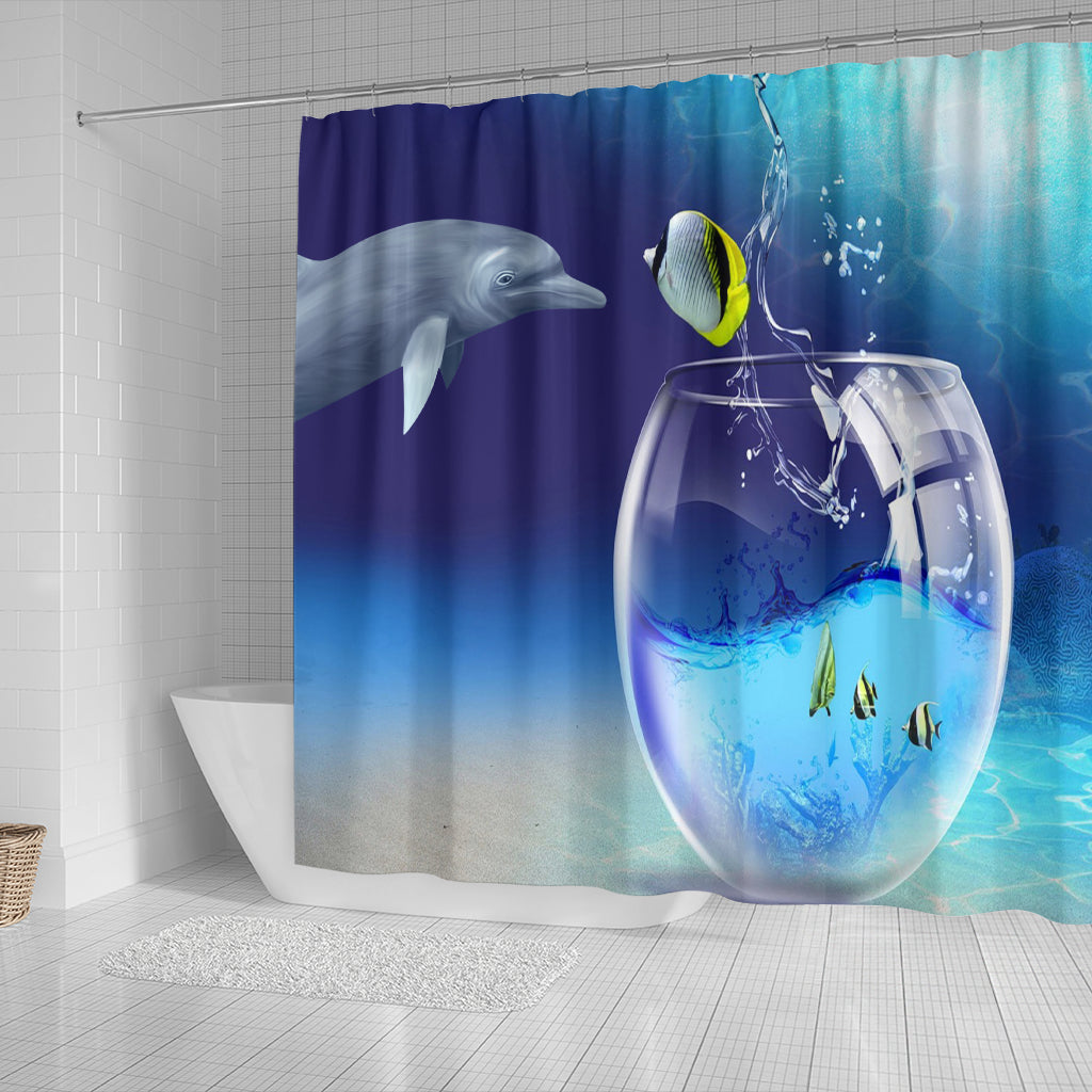 Cute Ocean Fish Shower Curtain - Modern Style