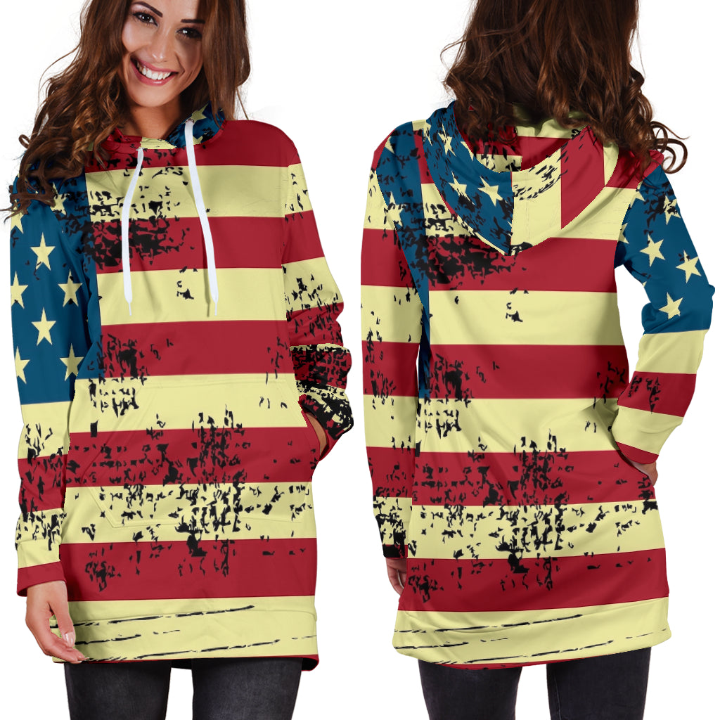 American Flag Hoodie Dress - Modern Style