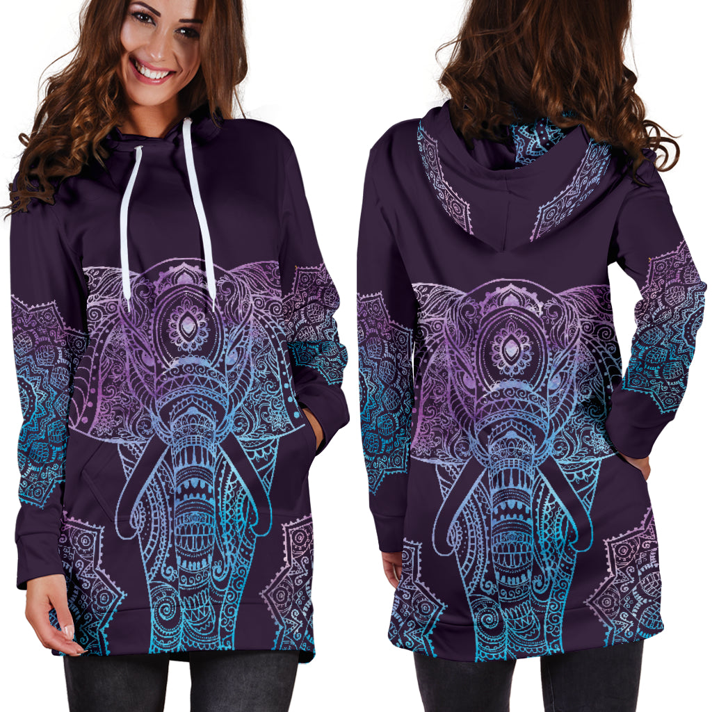 Elephant Mandala Hoodie Dress - Modern Style