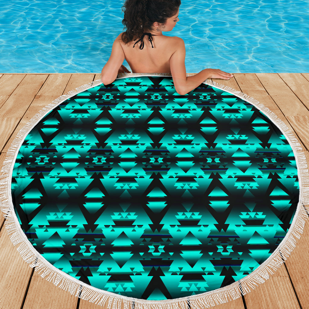 Dark Teal Winter Camp Beach Blanket - Modern Style