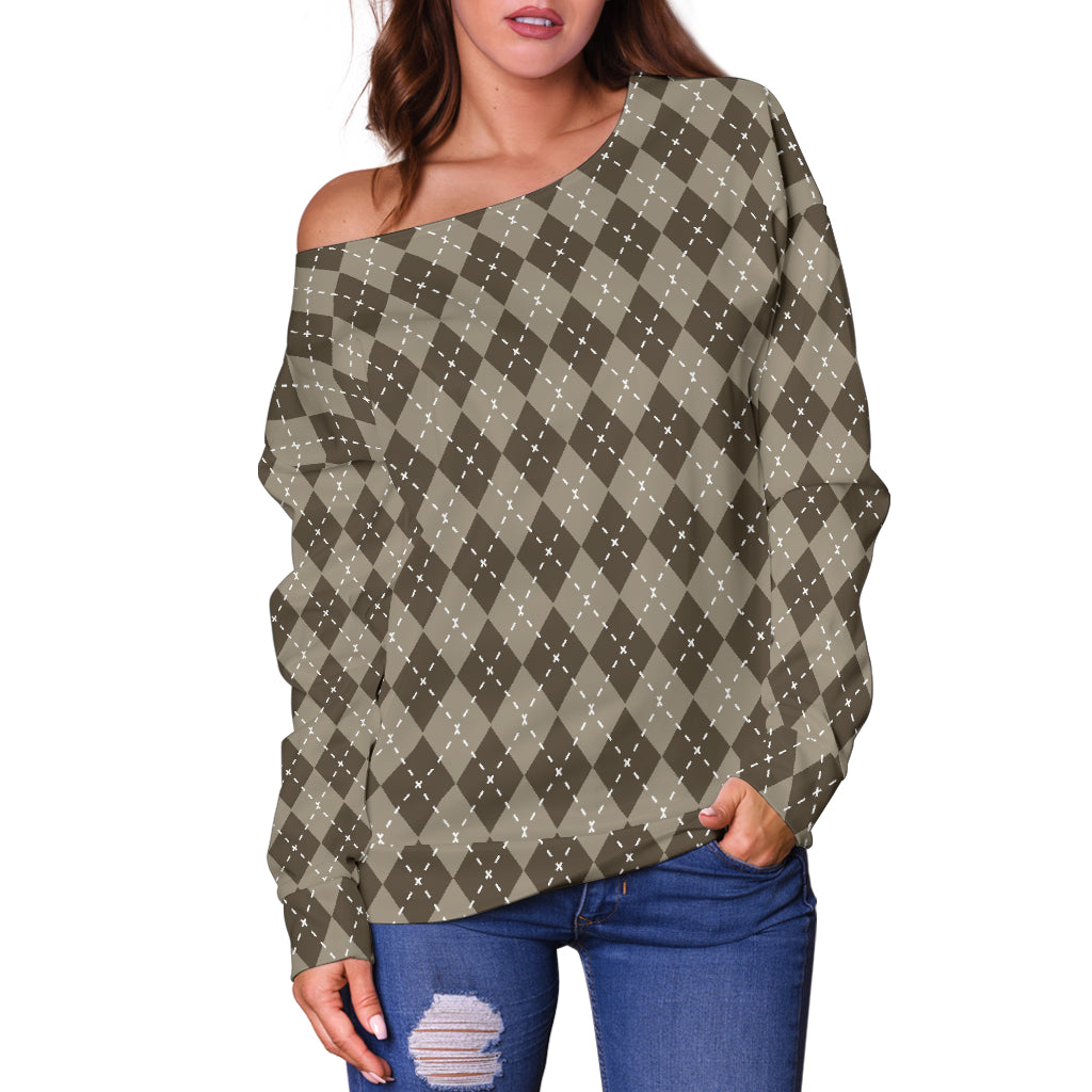 Chocolate Argyle Off Shoulder - Modern Style