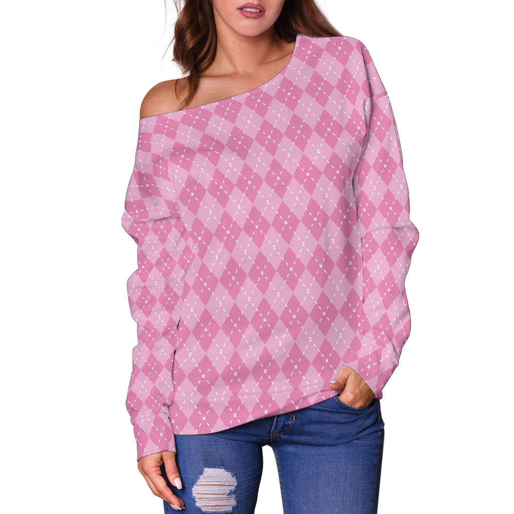 Pink Argyle Off Shoulder
