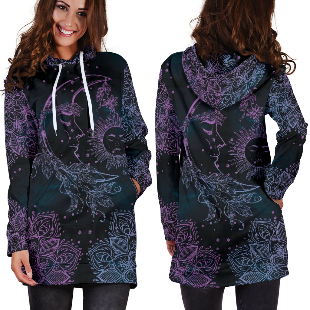 Purple Sun Moon Hoodie Dress