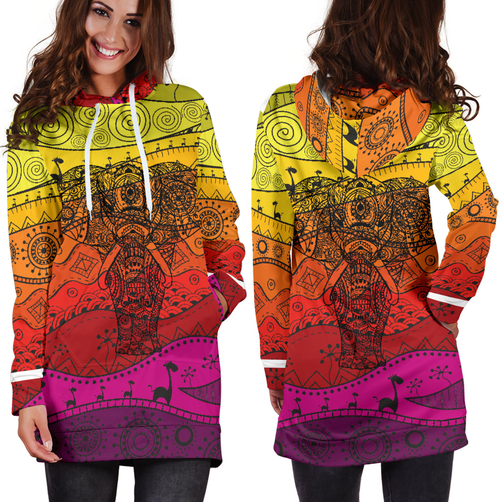 Boho Elephant Hoodie Dress - Modern Style