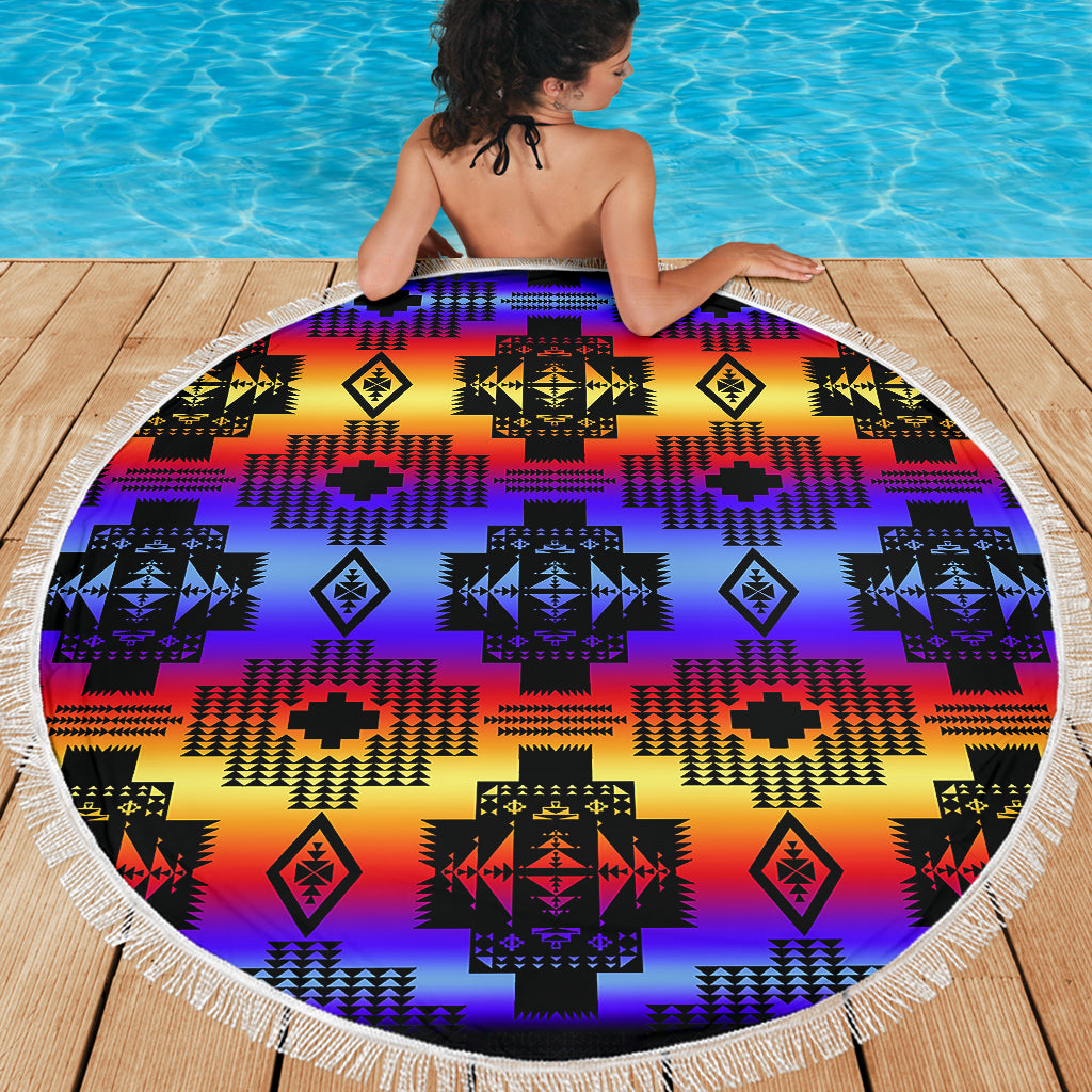 Seven Tribes Black with Sunset Beach Blanket