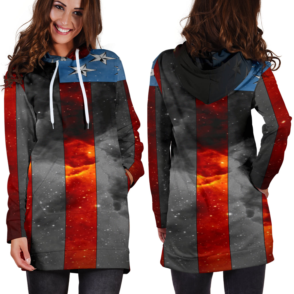 American Space Flag Hoodie Dress - Modern Style