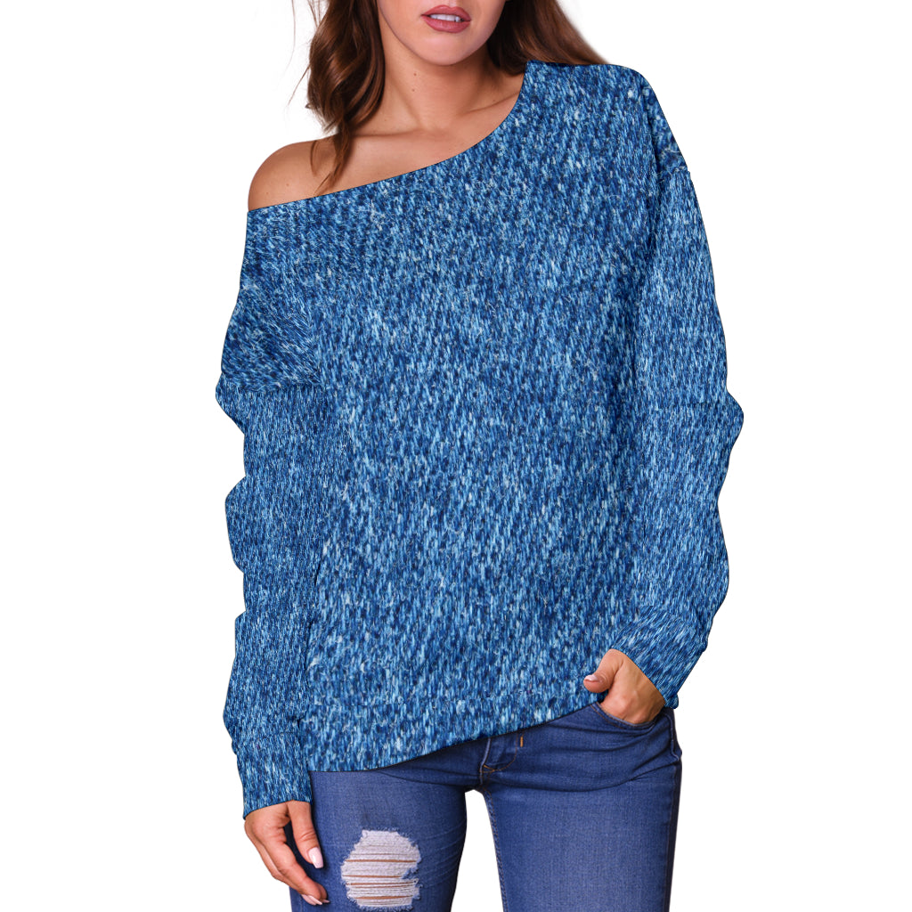 Denim Print Off Shoulder - Modern Style