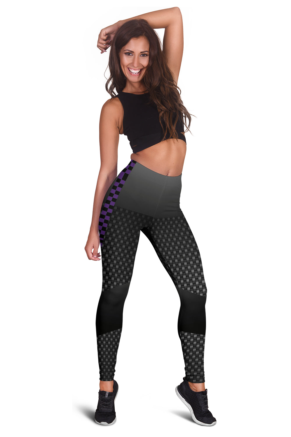 Carbon Fiber Purple Checkers Leggings - Modern Style