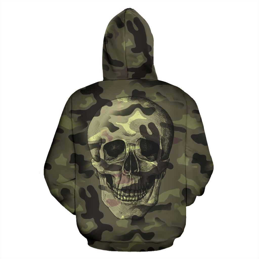 Camo Skull All Over Print Zip Up Hoodie for Lovers of Skulls and Camouflage - Modern Style
