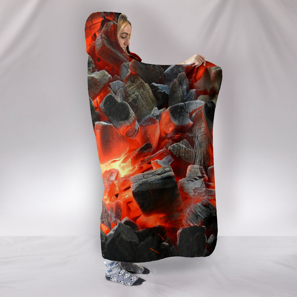 Cozy Barbecue Charcoals Plush Hooded Wearable Blanket - Modern Style