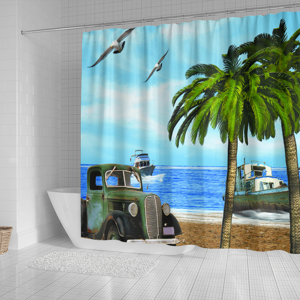 Truck And Palm Shower Curtain