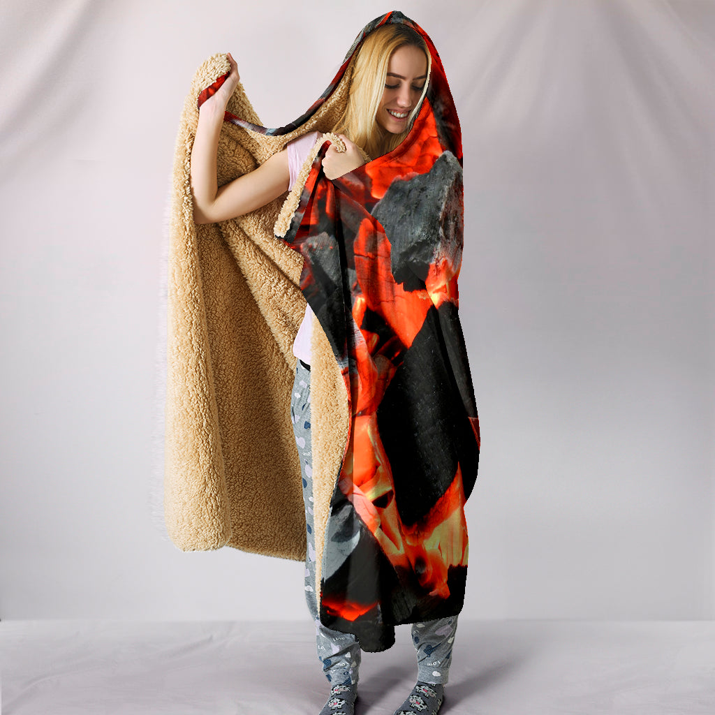 Cozy Barbecue Charcoals Plush Hooded Wearable Blanket - Modern Style