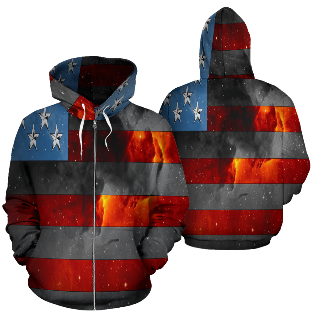 American Space Flag Zip Hoodie - Modern Style