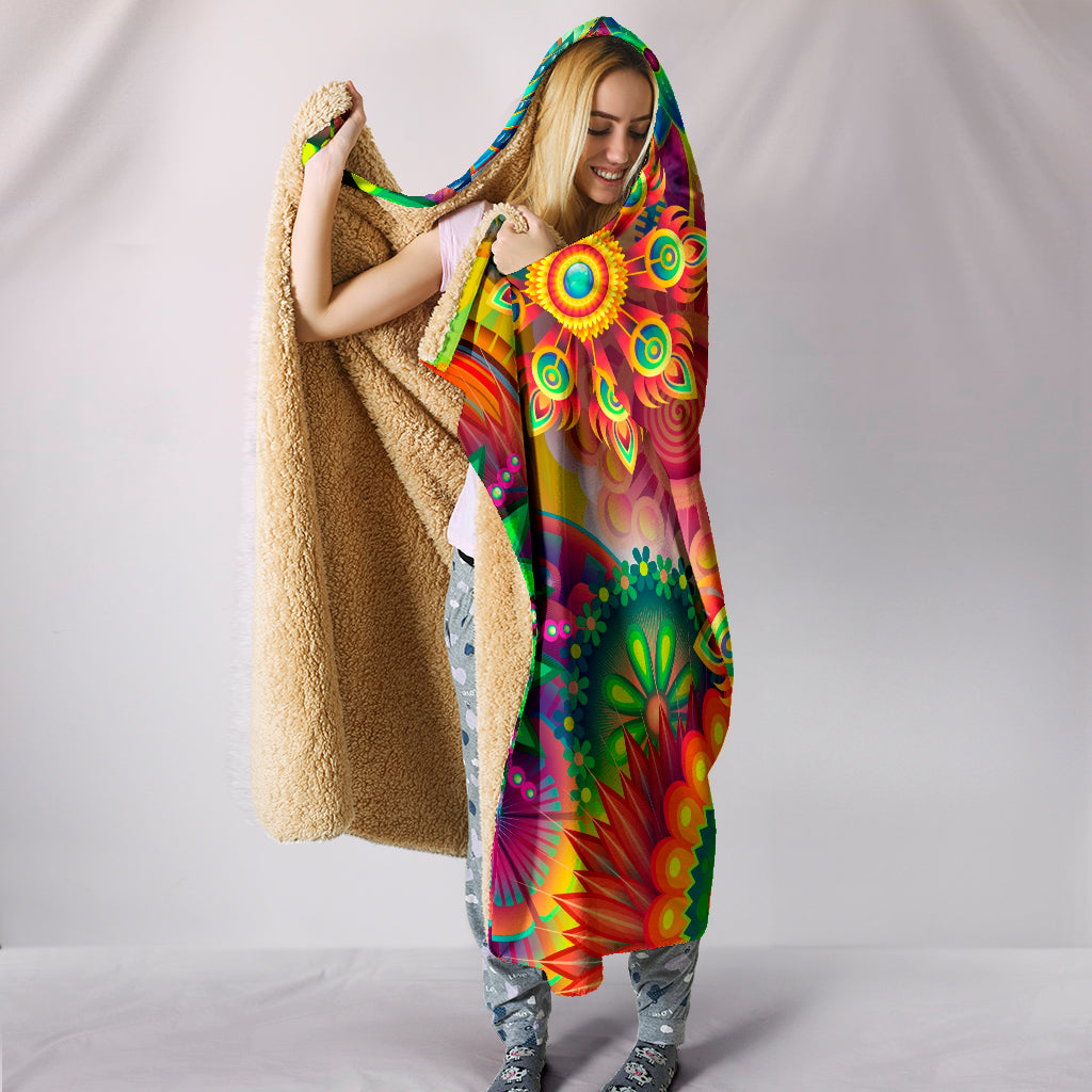 Abstract Floral Hooded Blanket - Modern Style