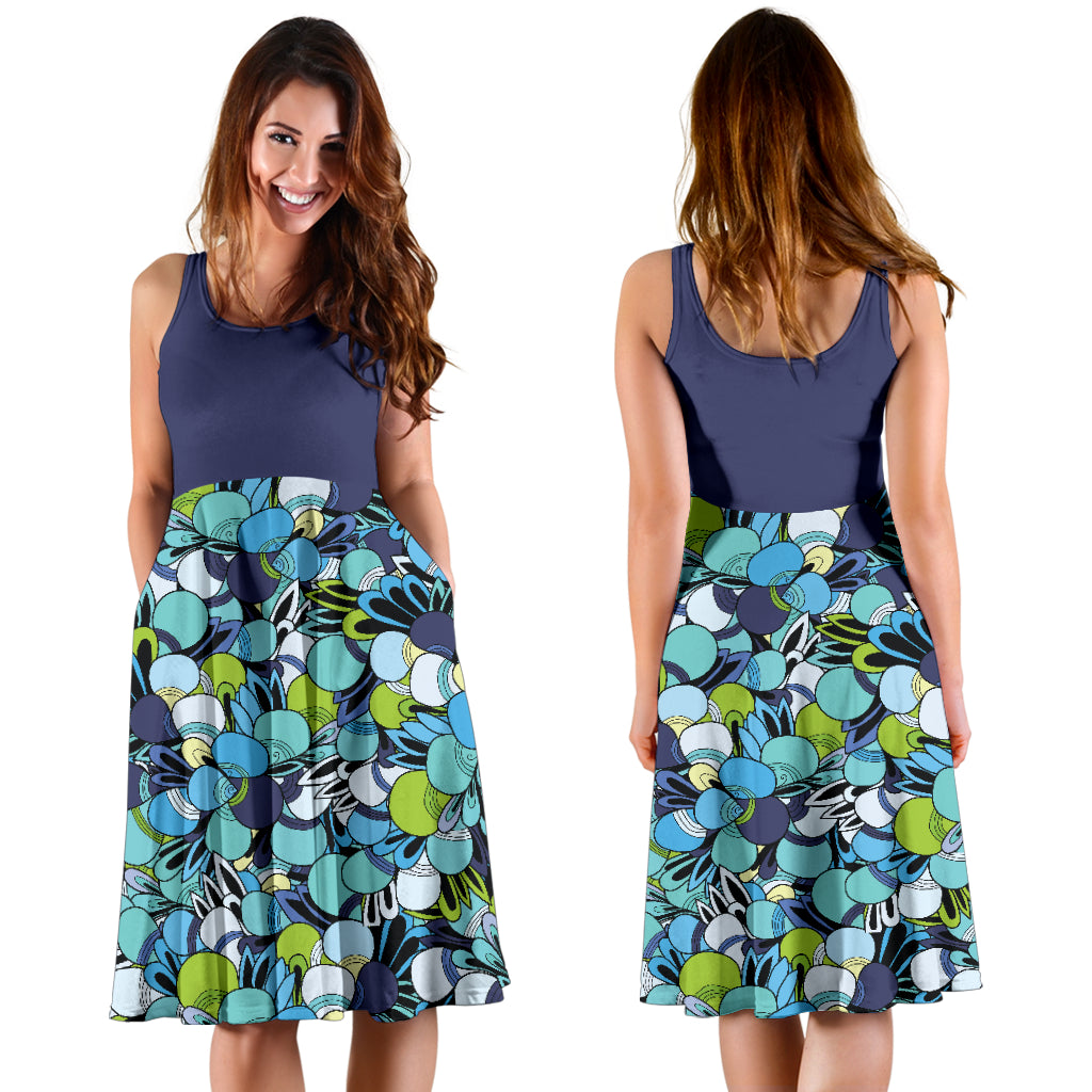 Funky Patterns in Blues 2Tone Dress