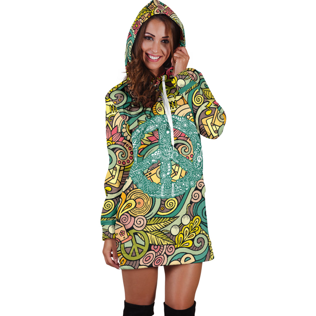 Hippie Peace Hoodie Dress