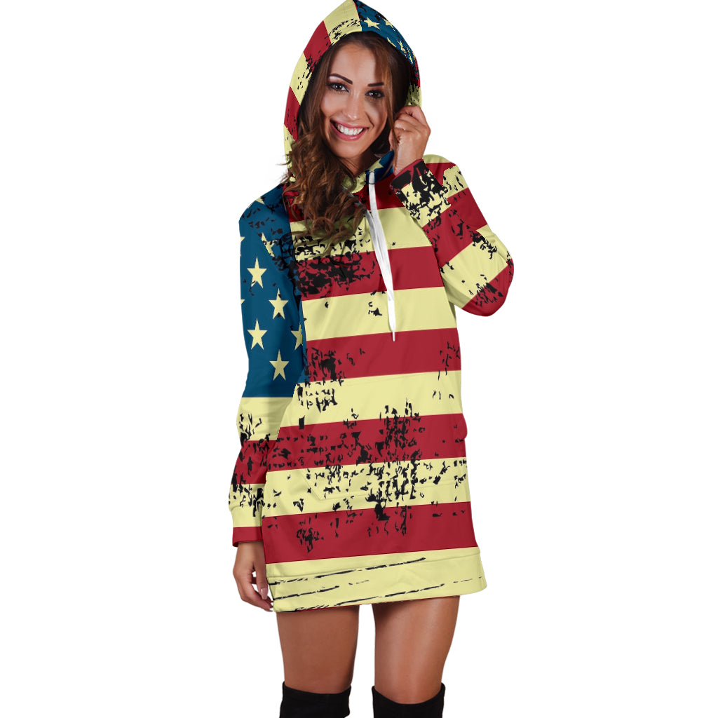 American Flag Hoodie Dress - Modern Style
