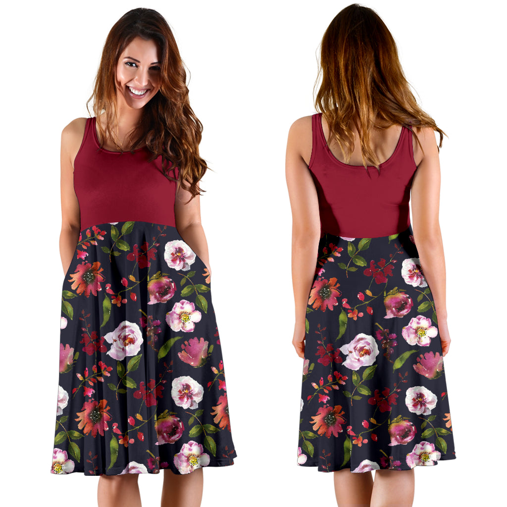 Floral Blush Pastel Roses Peonies 2Tone Dress